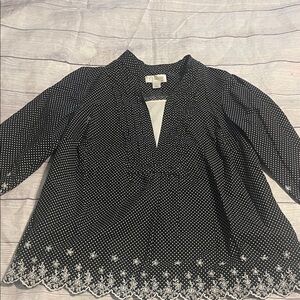 CJ Banks Black and White Polka Dot Top